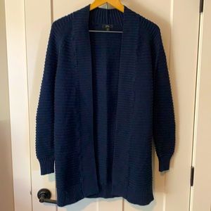 JCrew cotton ribbed navy cardigan